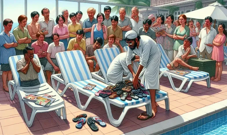 Man Causes Uproar by Reserving Multiple Pool Chairs with Flip-Flops and Magazines