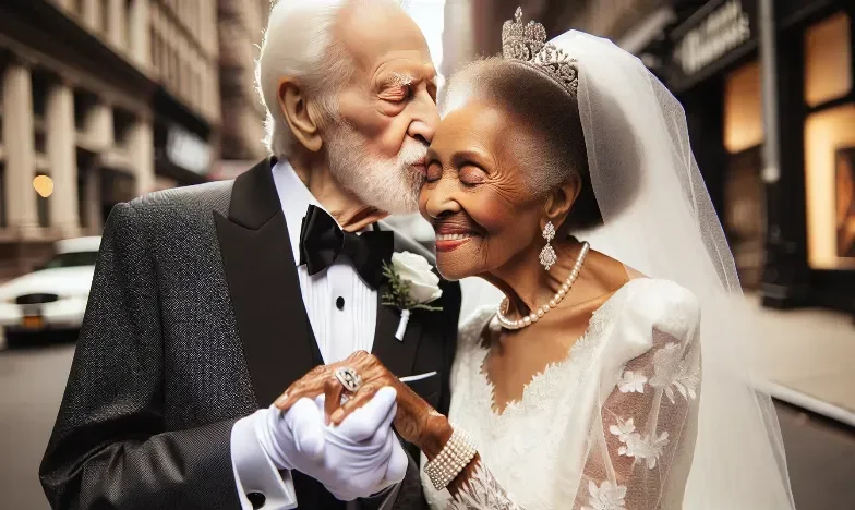 92-Year-Old New York Groom Shares a Tender Kiss with His Radiant Bride at Their Heartwarming Wedding