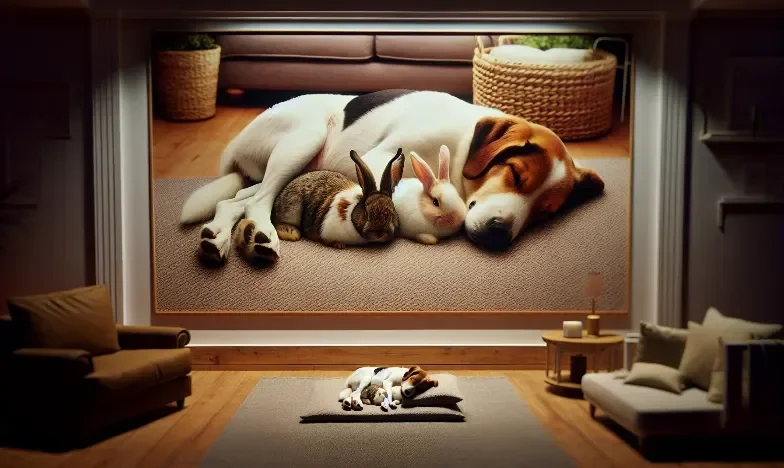 Vincent's Heartwarming Video of His Dog Snuggling with Two Bunnies Because She Hates Sleeping Alone Melts Hearts